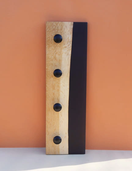 Porte-manteaux chêne et résine noir elementti